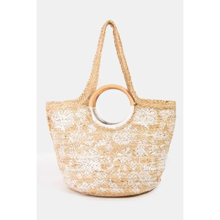 Seaside Living Woven Jute Tote Bag