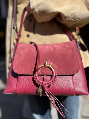 See By Chloe Burgundy Suede & Leather Joan Shoulder Bag