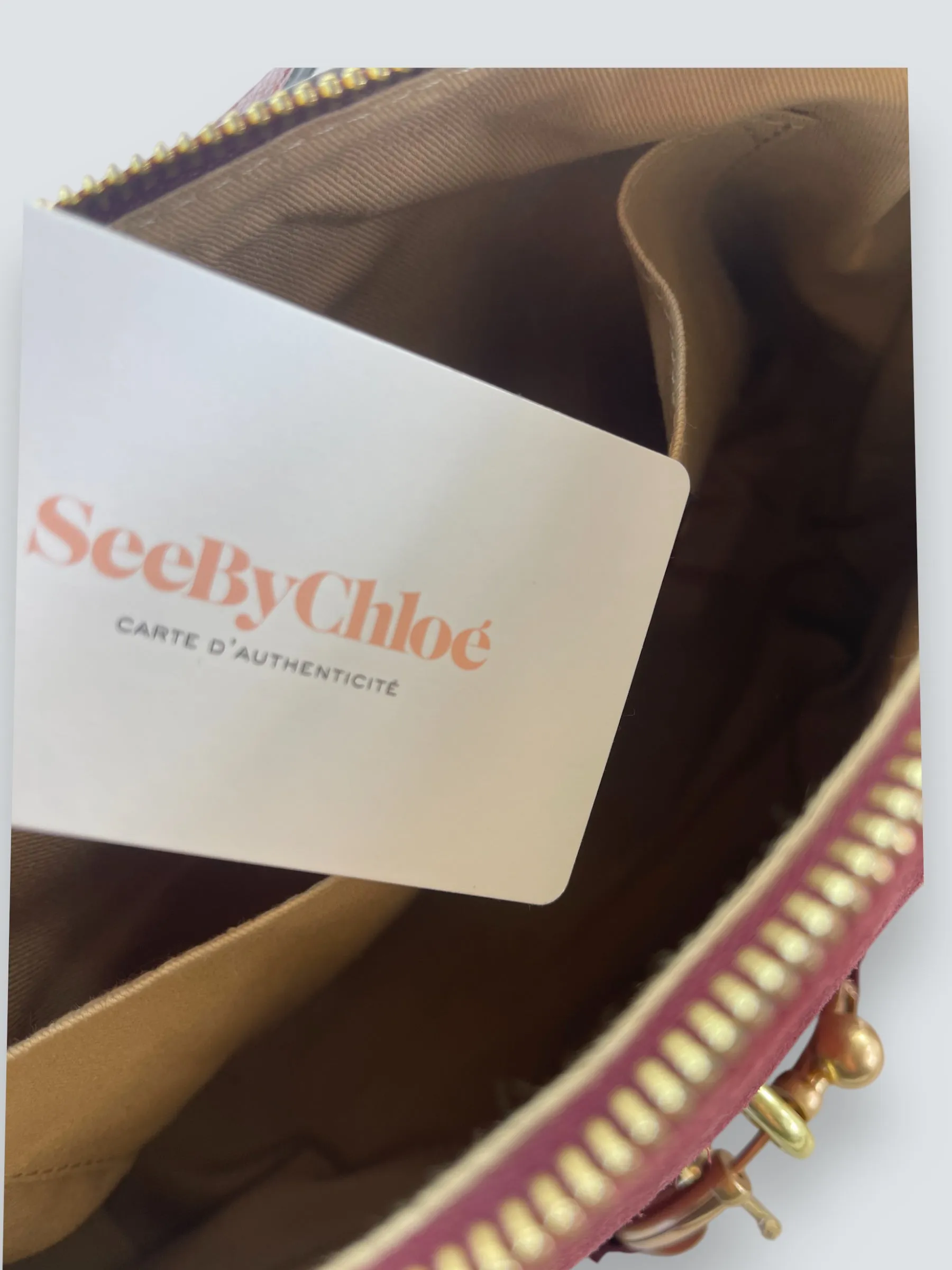 See By Chloe Burgundy Suede & Leather Joan Shoulder Bag