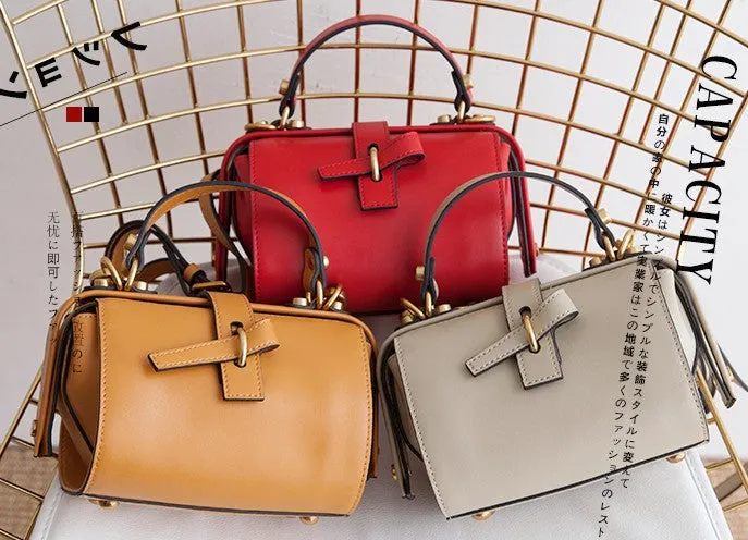 Small Leather Stylish Womens Boston Handbag Doctor Shoulder Bag for Women