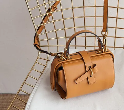 Small Leather Stylish Womens Boston Handbag Doctor Shoulder Bag for Women
