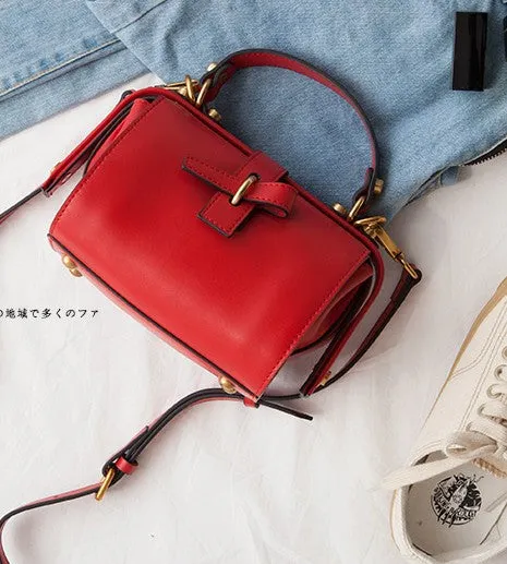 Small Leather Stylish Womens Boston Handbag Doctor Shoulder Bag for Women