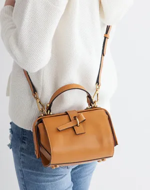 Small Leather Stylish Womens Boston Handbag Doctor Shoulder Bag for Women