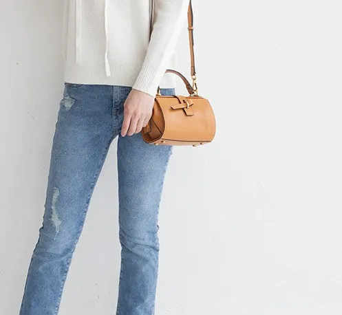 Small Leather Stylish Womens Boston Handbag Doctor Shoulder Bag for Women