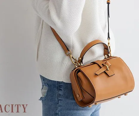 Small Leather Stylish Womens Boston Handbag Doctor Shoulder Bag for Women