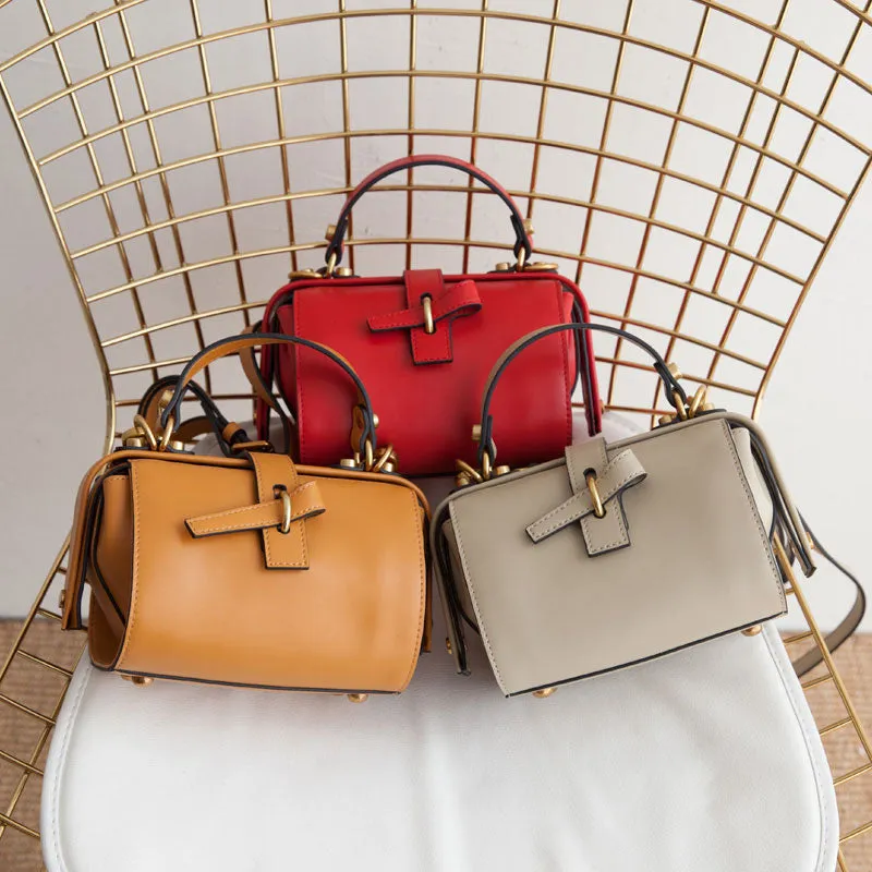 Small Leather Stylish Womens Boston Handbag Doctor Shoulder Bag for Women