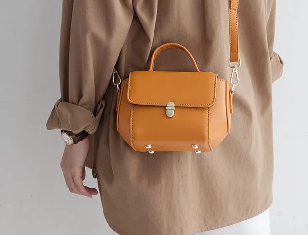 Small Leather Stylish Womens Mini Handbag Doctor Shoulder Bag for Women