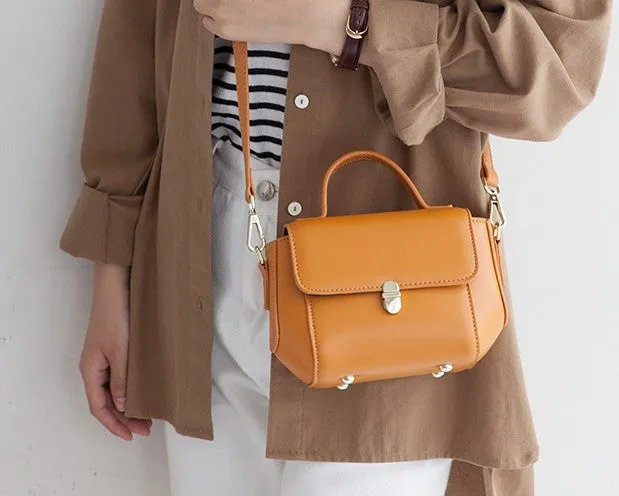 Small Leather Stylish Womens Mini Handbag Doctor Shoulder Bag for Women