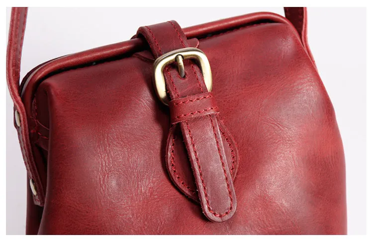 Small Womens Brown Leather Small doctor bag shoulder doctor bag for women