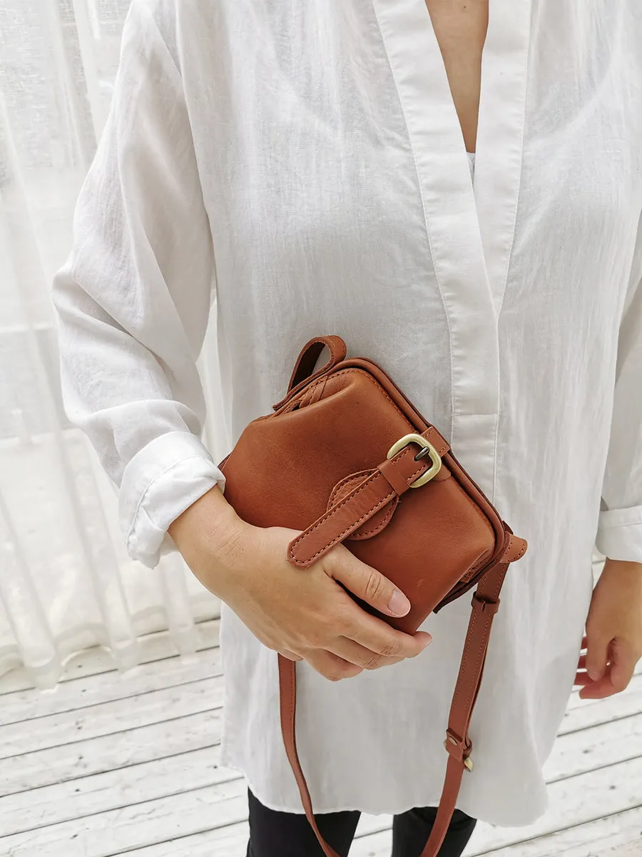 Small Womens Brown Leather Small doctor bag shoulder doctor bag for women