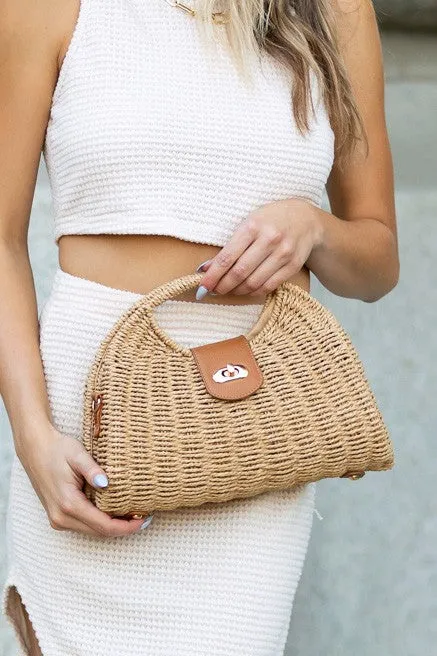 St. Barts Woven Straw Top Handle Crossbody Bag