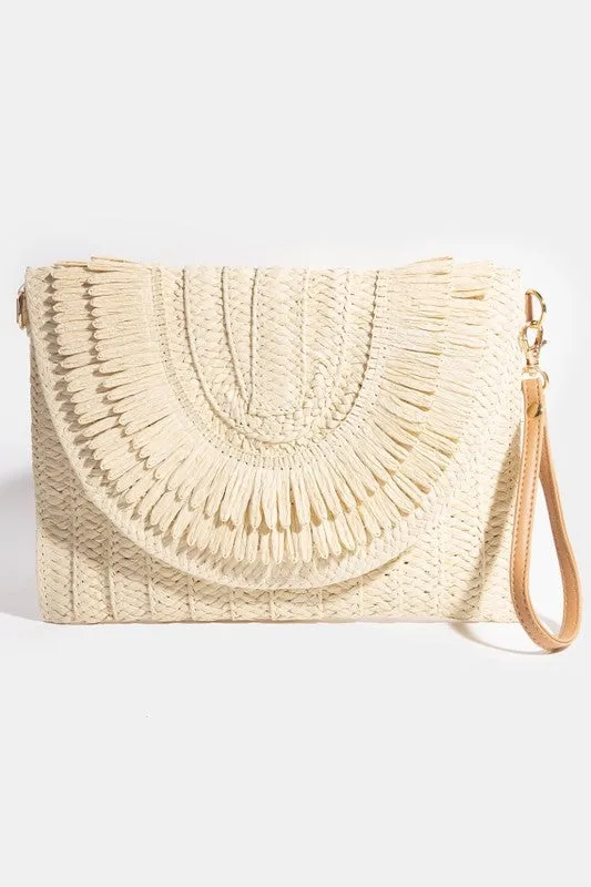 Straw Woven Envelope Clutch Bag