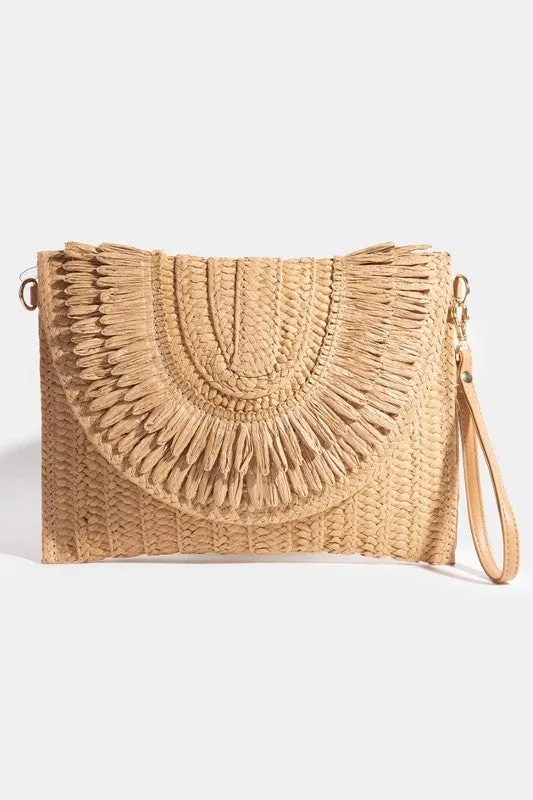Straw Woven Envelope Clutch Bag