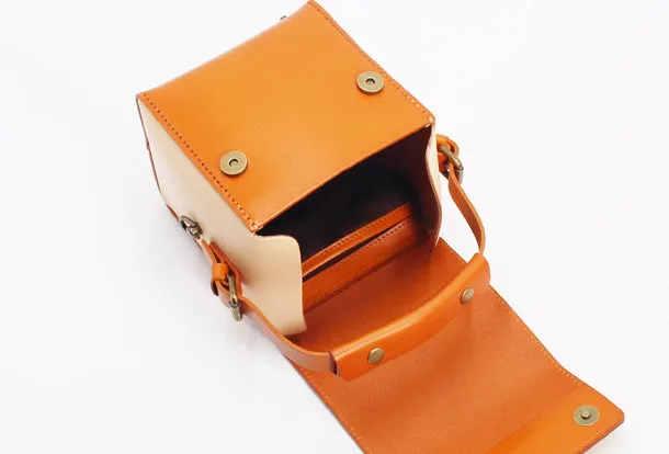 Stylish Leather Womens Box Handbag Doctor Purse Shoulder Bag for Women