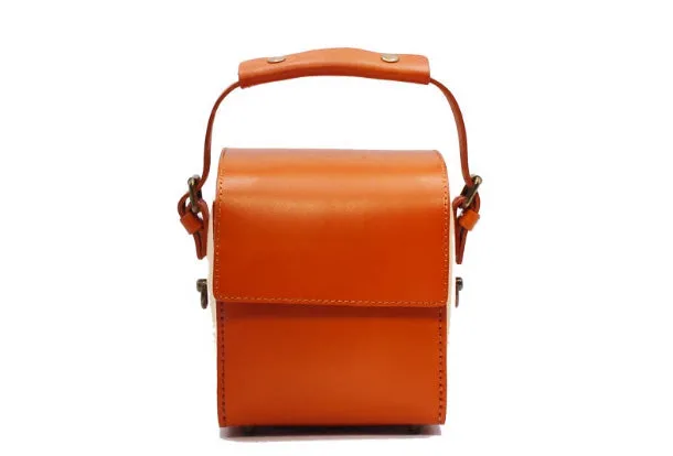 Stylish Leather Womens Box Handbag Doctor Purse Shoulder Bag for Women