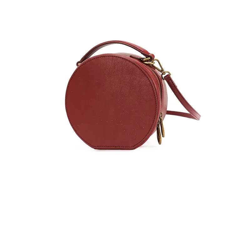 Stylish LEATHER WOMENs Circle Handbag Purse Round SHOULDER Purse for Women