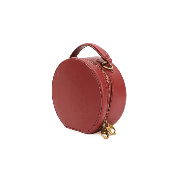 Stylish LEATHER WOMENs Circle Handbag Purse Round SHOULDER Purse for Women