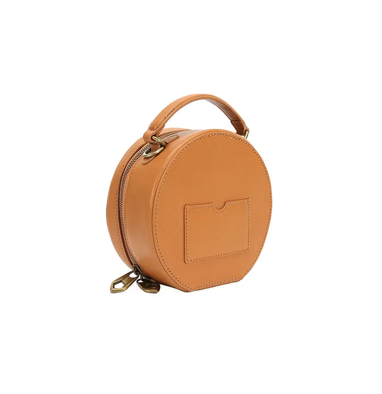 Stylish LEATHER WOMENs Circle Handbag Purse Round SHOULDER Purse for Women