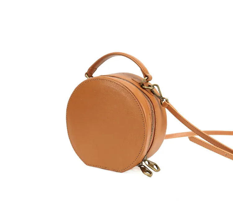 Stylish LEATHER WOMENs Circle Handbag Purse Round SHOULDER Purse for Women
