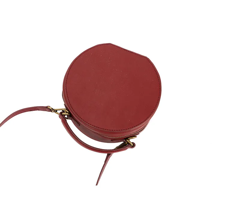 Stylish LEATHER WOMENs Circle Handbag Purse Round SHOULDER Purse for Women