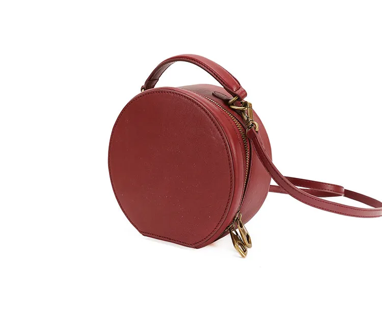 Stylish LEATHER WOMENs Circle Handbag Purse Round SHOULDER Purse for Women