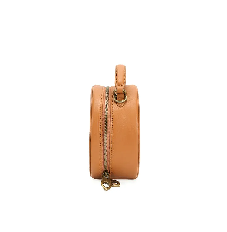 Stylish LEATHER WOMENs Circle Handbag Purse Round SHOULDER Purse for Women