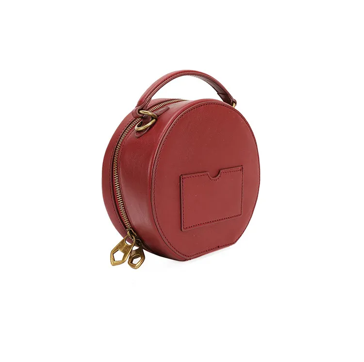 Stylish LEATHER WOMENs Circle Handbag Purse Round SHOULDER Purse for Women