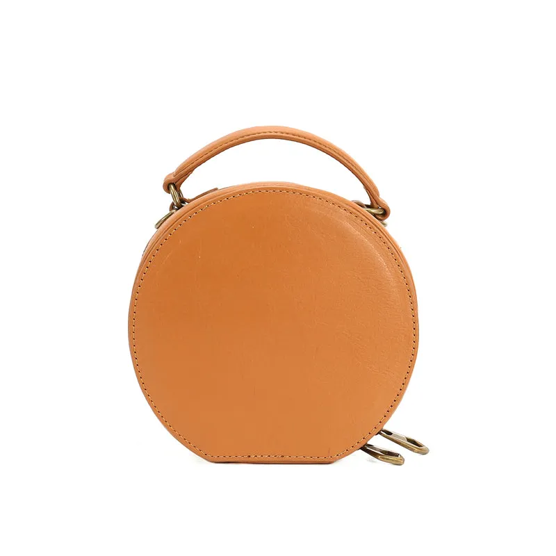 Stylish LEATHER WOMENs Circle Handbag Purse Round SHOULDER Purse for Women