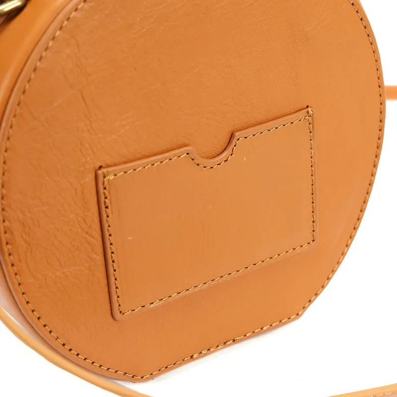 Stylish LEATHER WOMENs Circle Handbag Purse Round SHOULDER Purse for Women