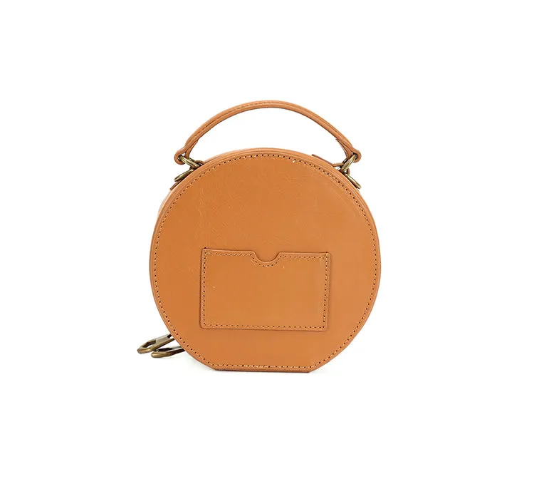 Stylish LEATHER WOMENs Circle Handbag Purse Round SHOULDER Purse for Women