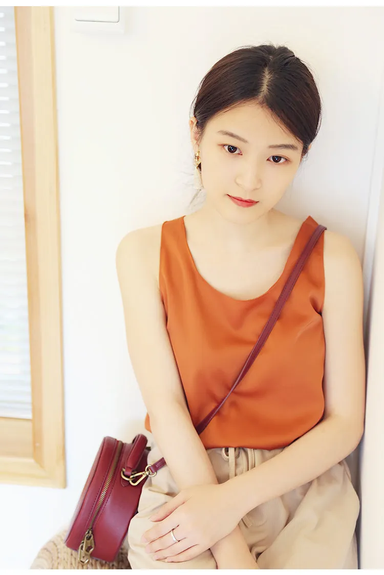 Stylish LEATHER WOMENs Circle Handbag Purse Round SHOULDER Purse for Women