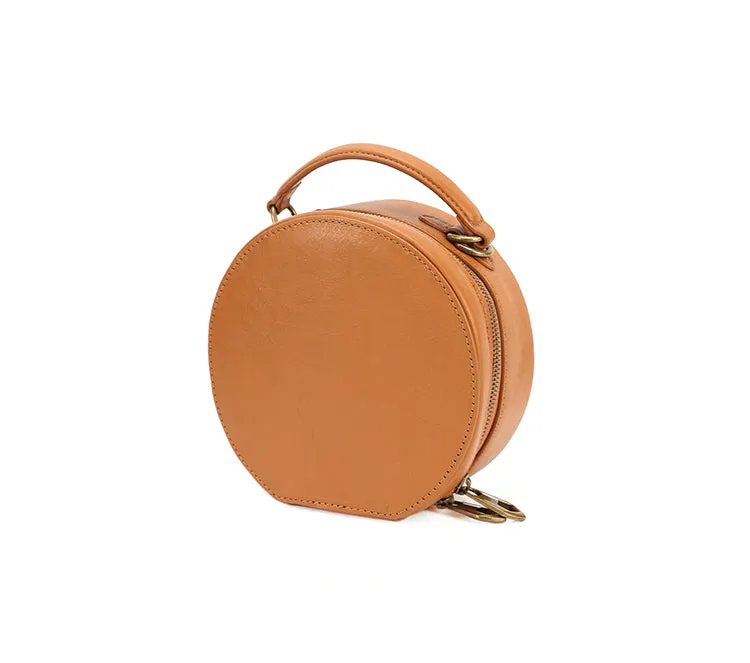 Stylish LEATHER WOMENs Circle Handbag Purse Round SHOULDER Purse for Women