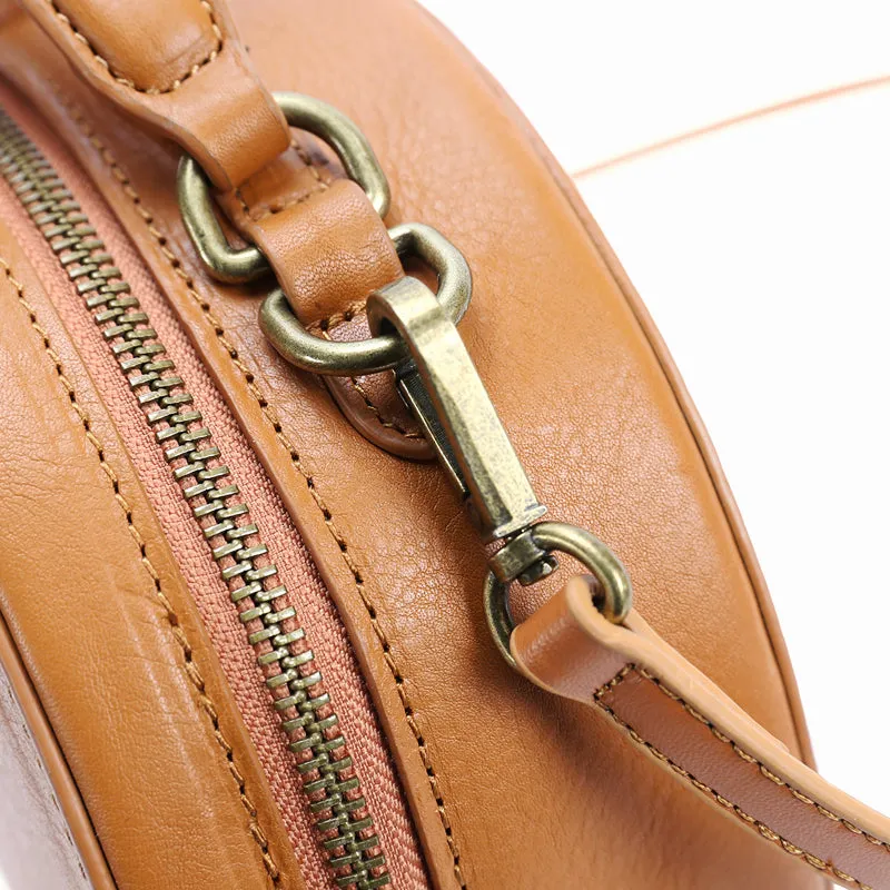 Stylish LEATHER WOMENs Circle Handbag Purse Round SHOULDER Purse for Women
