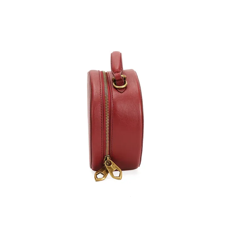 Stylish LEATHER WOMENs Circle Handbag Purse Round SHOULDER Purse for Women