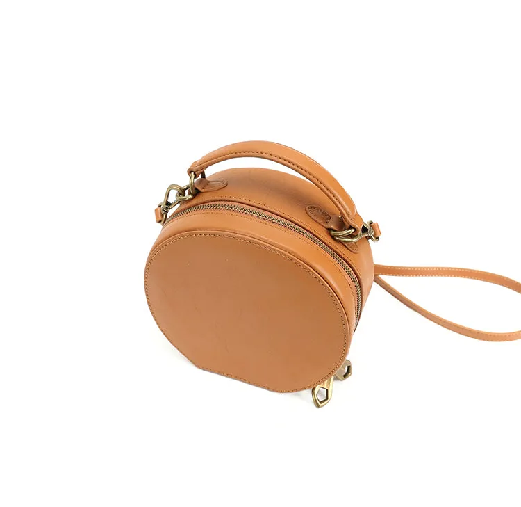 Stylish LEATHER WOMENs Circle Handbag Purse Round SHOULDER Purse for Women