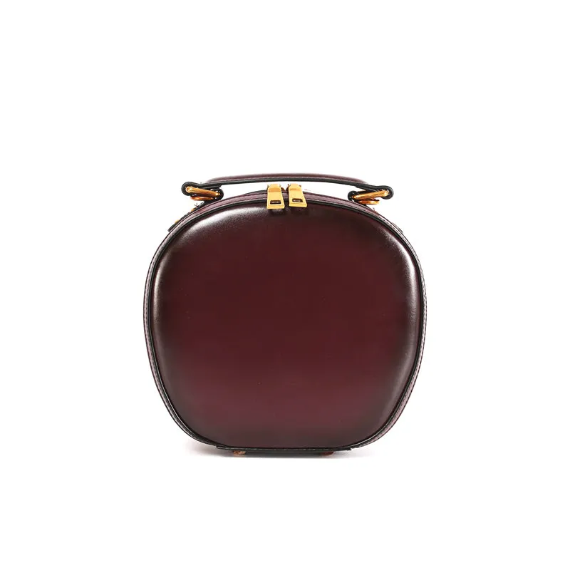 Stylish LEATHER WOMENs Circle Handbag Purse Round SHOULDER Purses for Women