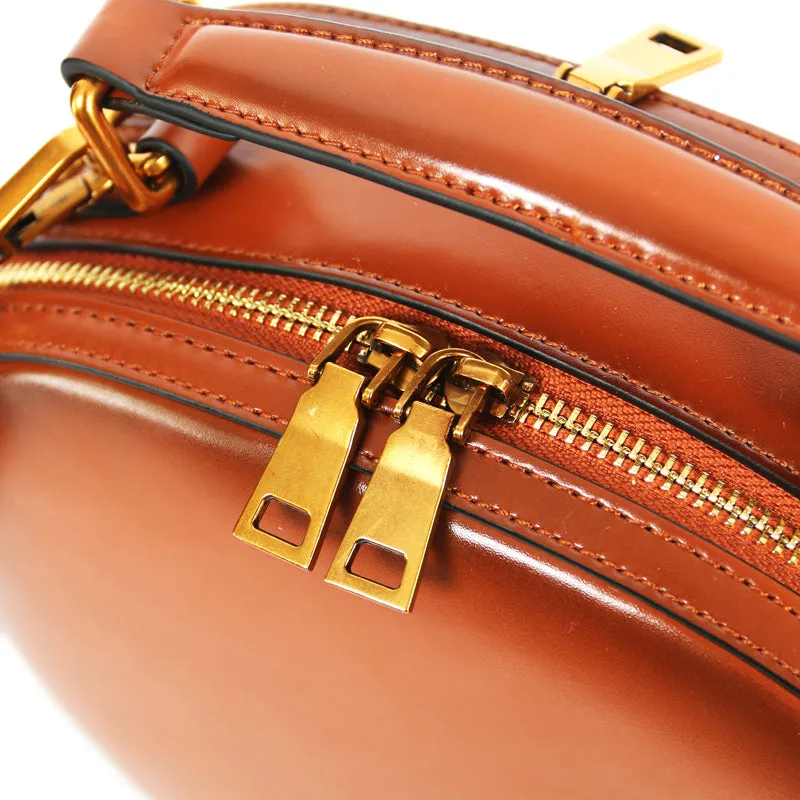 Stylish LEATHER WOMENs Circle Handbag Purse Round SHOULDER Purses for Women