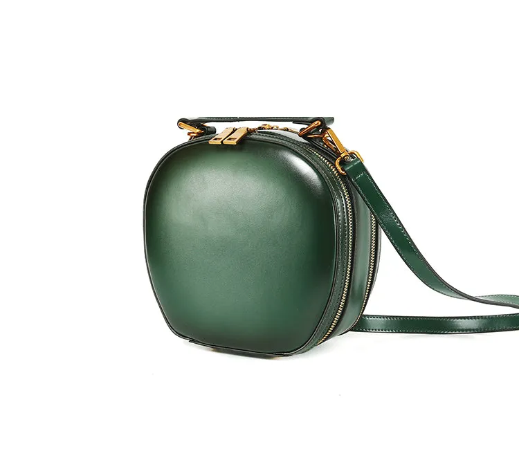 Stylish LEATHER WOMENs Circle Handbag Purse Round SHOULDER Purses for Women