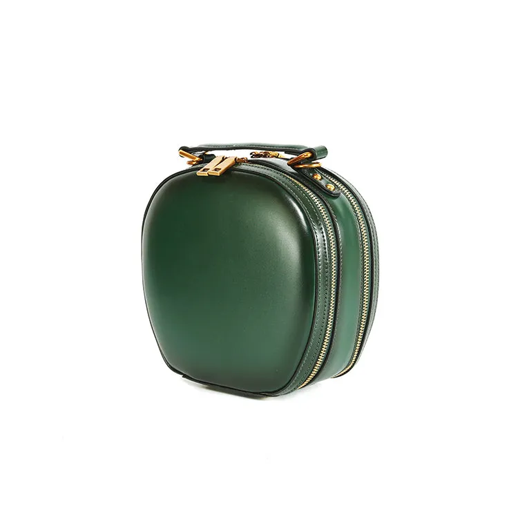 Stylish LEATHER WOMENs Circle Handbag Purse Round SHOULDER Purses for Women