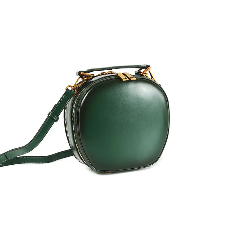 Stylish LEATHER WOMENs Circle Handbag Purse Round SHOULDER Purses for Women