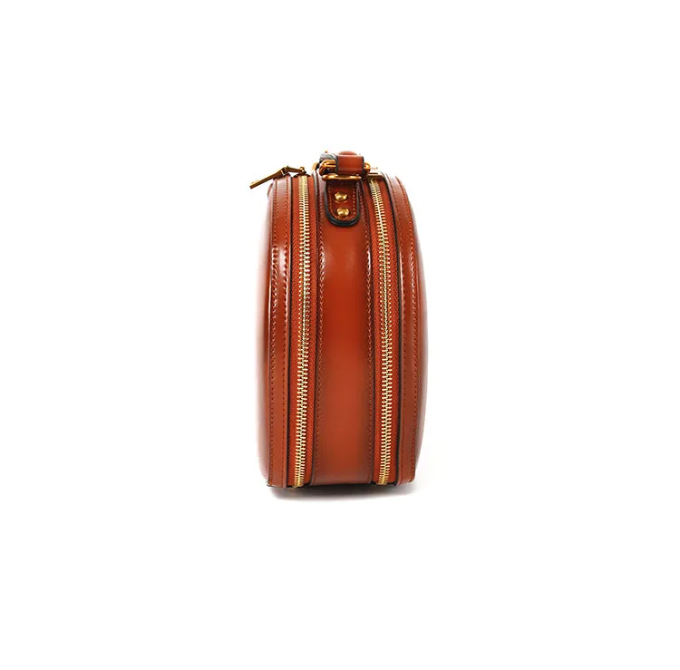Stylish LEATHER WOMENs Circle Handbag Purse Round SHOULDER Purses for Women