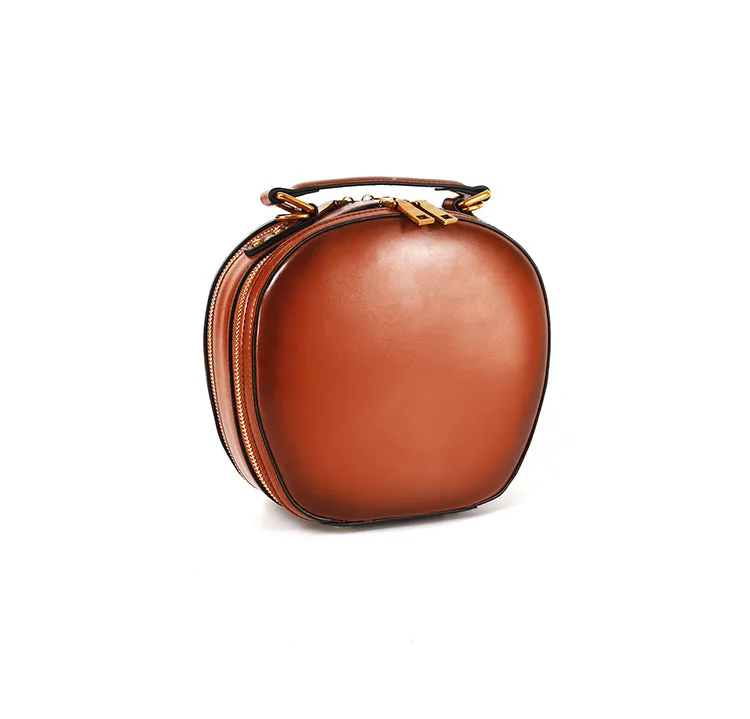 Stylish LEATHER WOMENs Circle Handbag Purse Round SHOULDER Purses for Women