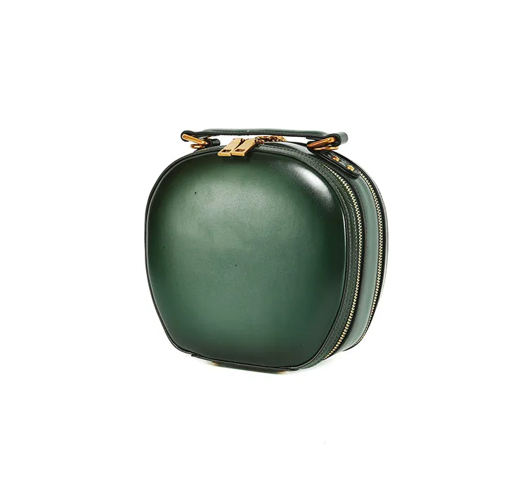 Stylish LEATHER WOMENs Circle Handbag Purse Round SHOULDER Purses for Women