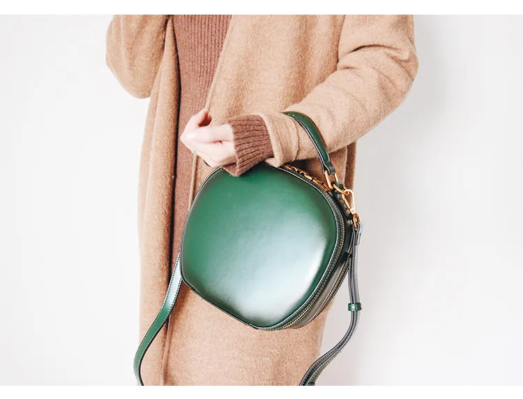 Stylish LEATHER WOMENs Circle Handbag Purse Round SHOULDER Purses for Women