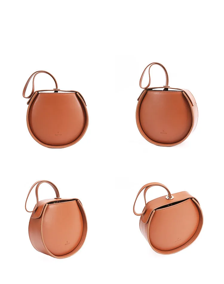 Stylish LEATHER WOMENs Circle Handbags Purse Round SHOULDER Purse for Women