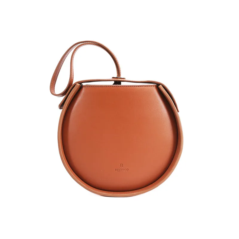 Stylish LEATHER WOMENs Circle Handbags Purse Round SHOULDER Purse for Women
