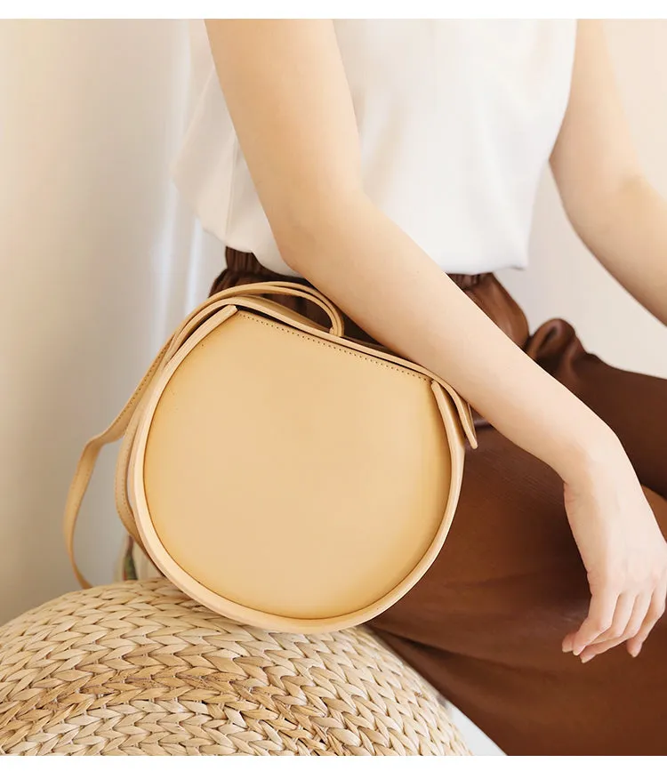 Stylish LEATHER WOMENs Circle Handbags Purse Round SHOULDER Purse for Women