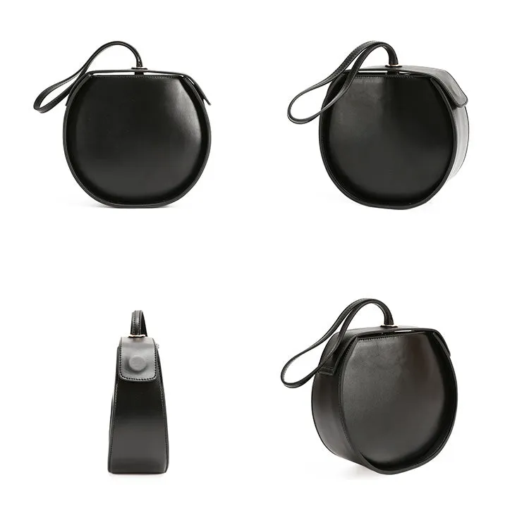 Stylish LEATHER WOMENs Circle Handbags Purse Round SHOULDER Purse for Women