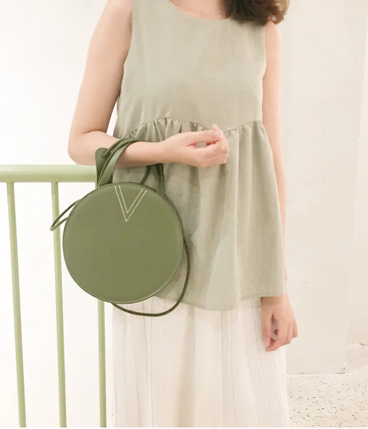 Stylish LEATHER WOMENs Circle Handbags Round SHOULDER BAGs Purse FOR WOMEN