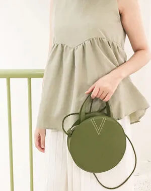 Stylish LEATHER WOMENs Circle Handbags Round SHOULDER BAGs Purse FOR WOMEN
